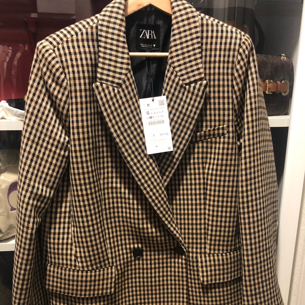 NWT Zara plaid Blazer Small